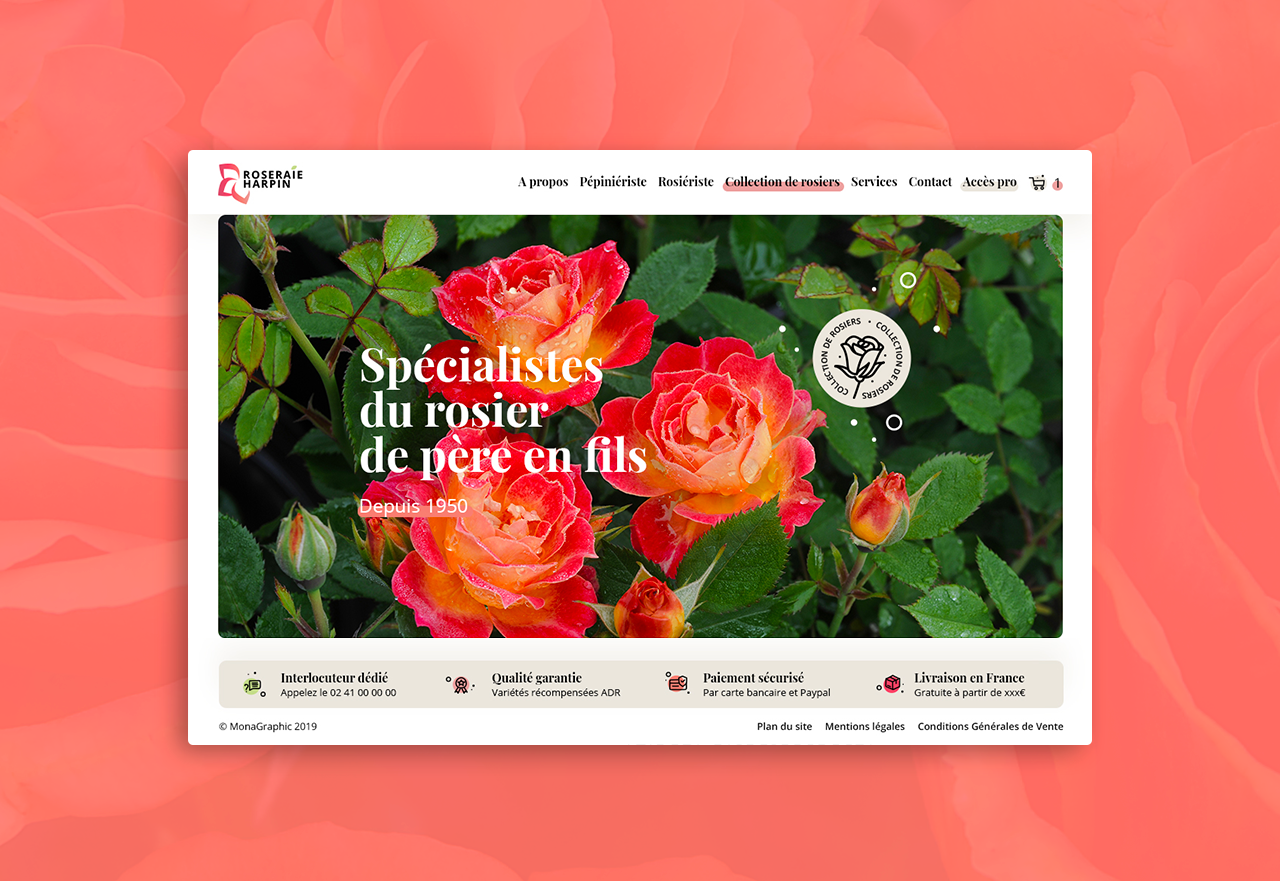 Présentation du site web Roseraie Harpin
