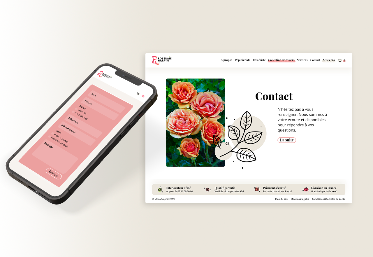 Page contact Roseraie Harpin