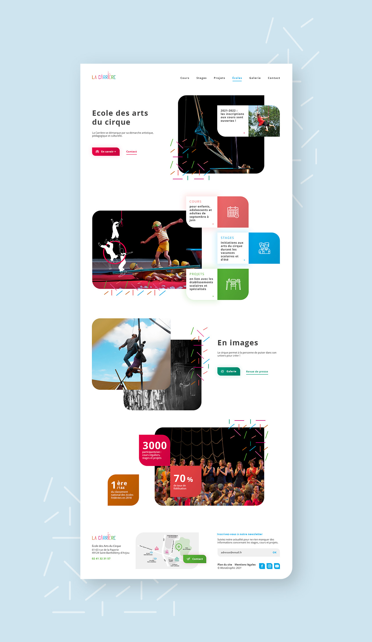 Présentation du site web de La Carrière École des Arts du Cirque