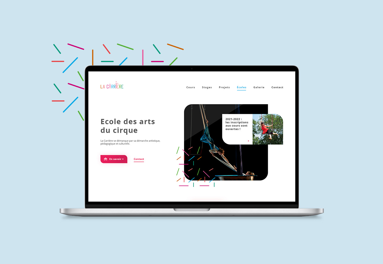 Maquette du site web de La Carrière École des Arts du Cirque