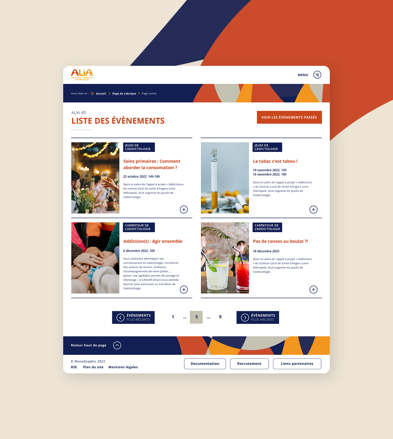 Page liste des évènements Alia 49